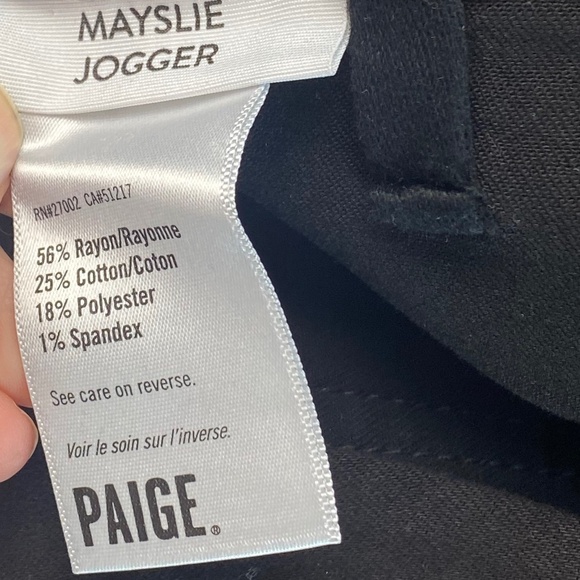 PAIGE Mayslie Cropped Coated Jogger Pants in Black Size 27 - Picture 8 of 11